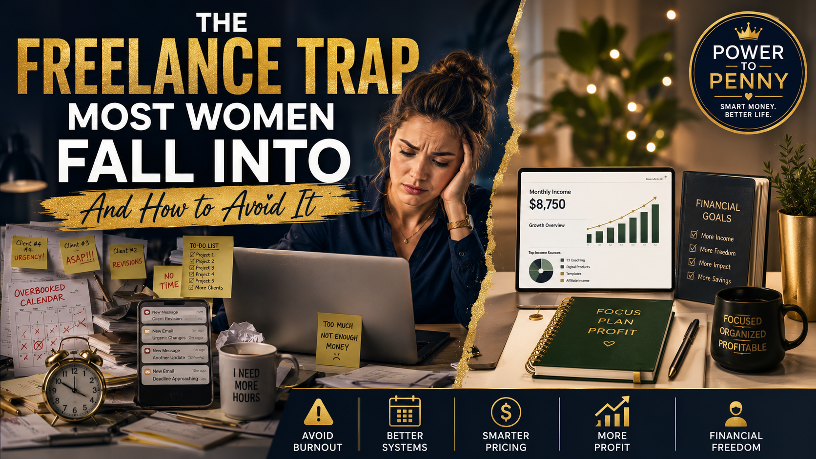 Woman freelancer learning how to avoid the freelance trap and raise her rates