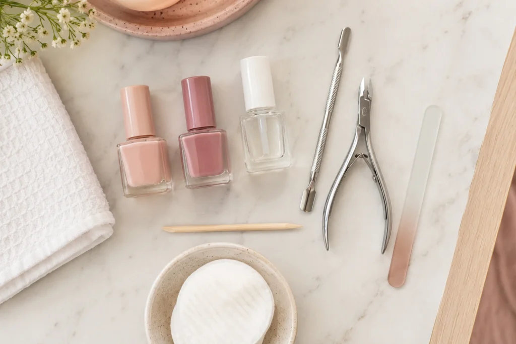 A complete at home manicure kit costs less upfront than two salon visits and lasts months.