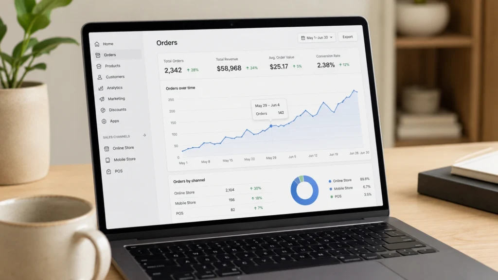 Growing order volume shown on a handmade brand's store dashboard