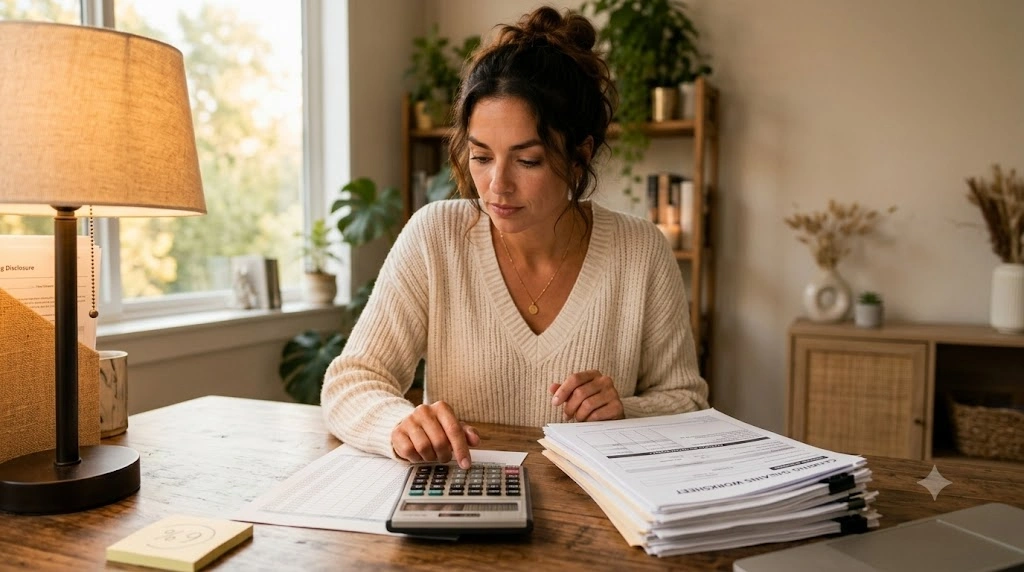 Single women selling property calculating closing costs and capital gains
