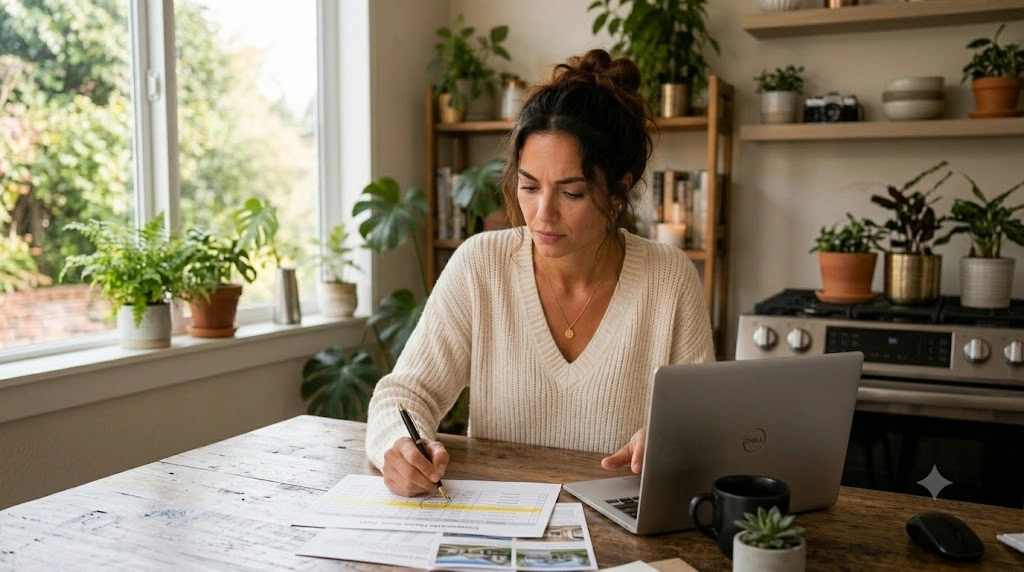 Single women selling property researching comparable home sale prices