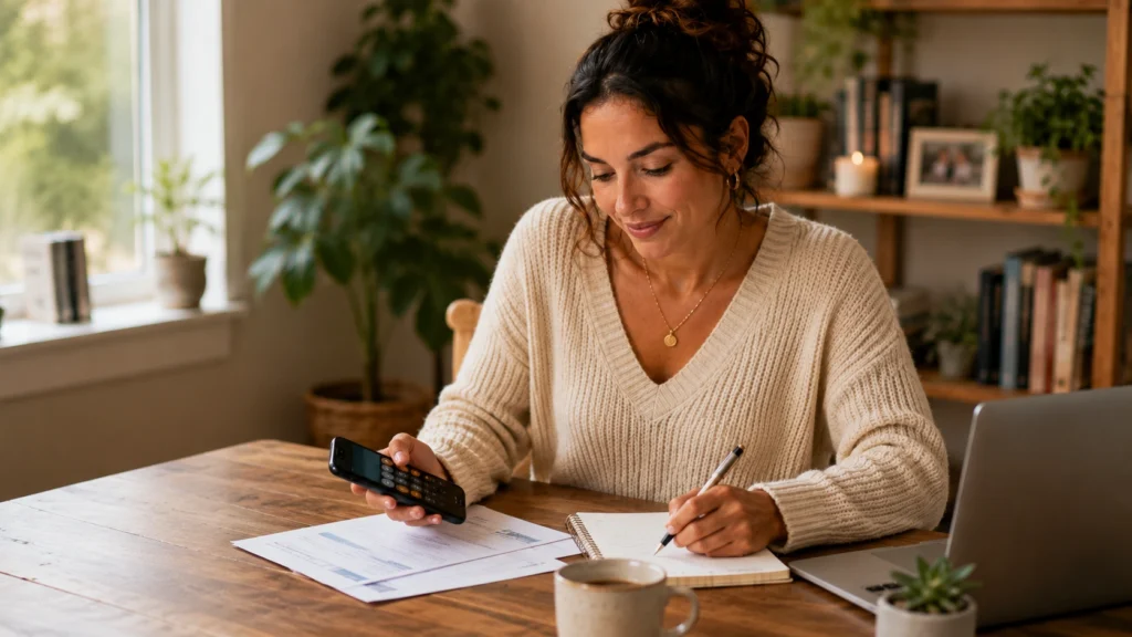 Woman calculating payment plan for medical bill help women need