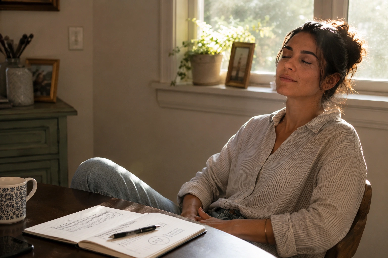 Woman feeling relief after facing money fights in marriage, PennyToPower.com