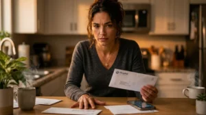 Woman reviewing hospital bill seeking medical bill help women need