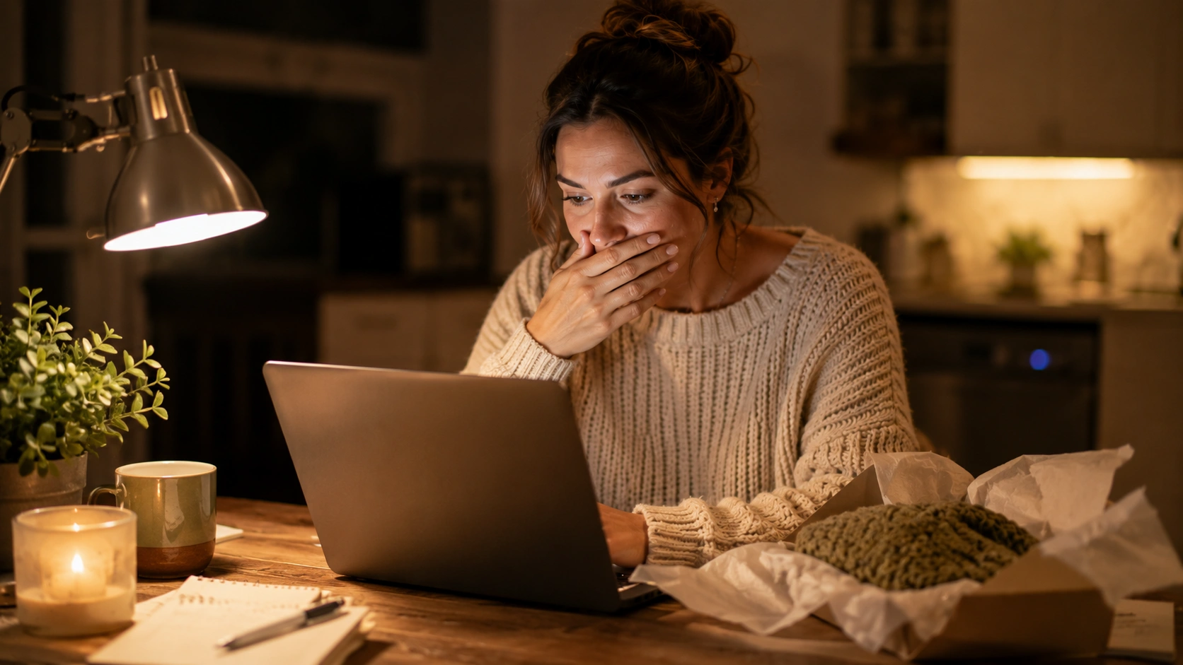 Woman seeing her first Etsy sale notification, starting an Etsy shop, PennyToPower