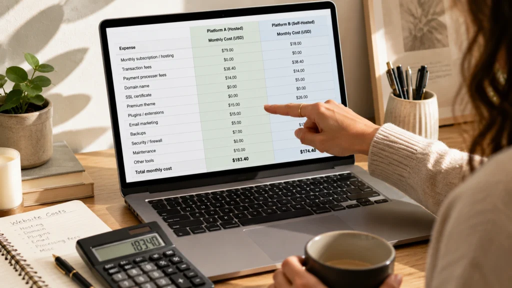 Comparing real monthly costs in the Shopify vs WooCommerce decision