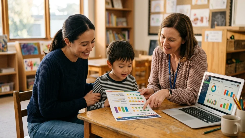 Mother and daughter on video call, make money teaching online lesson at home