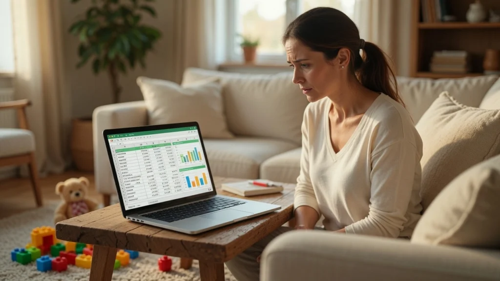 Single mom reviewing her debt payoff plan at home, PennyToPower