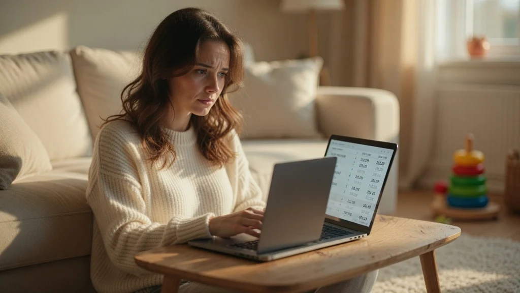 Woman reviewing salary numbers at home while learning to ask for a raise