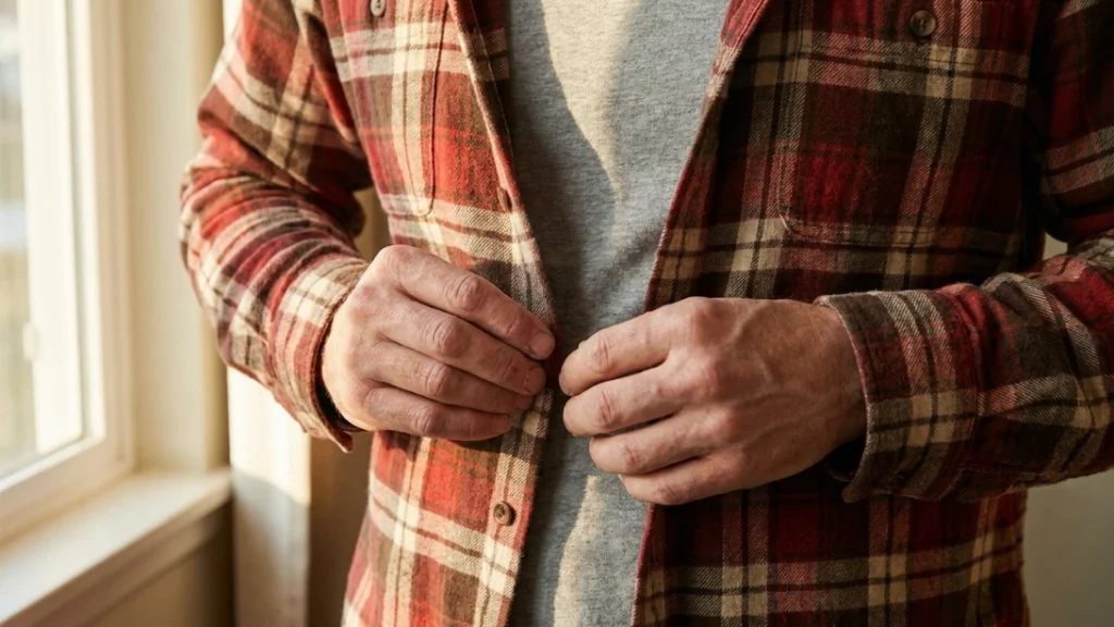 Layering a flannel shirt for a budget pumpkin patch outfit