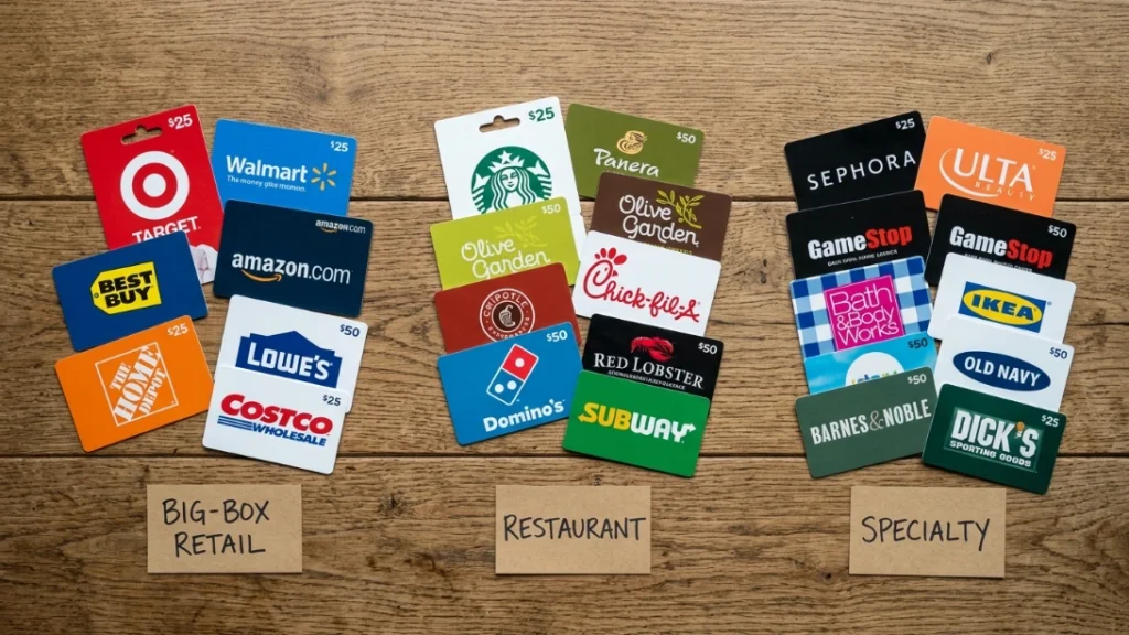 Card categories, sell unused gift cards safely by brand