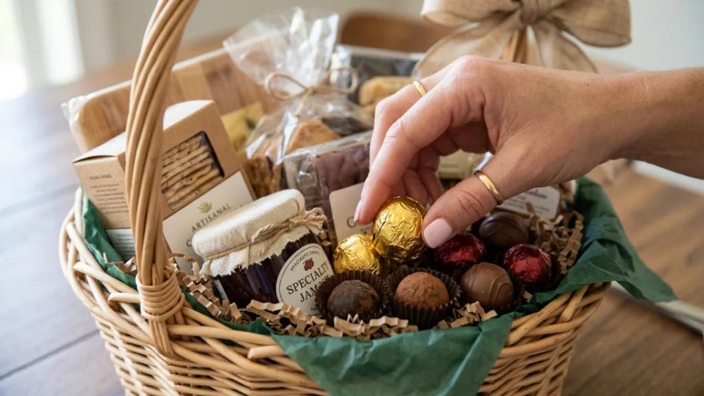 Add chocolates and candies as both filler and finishing detail.