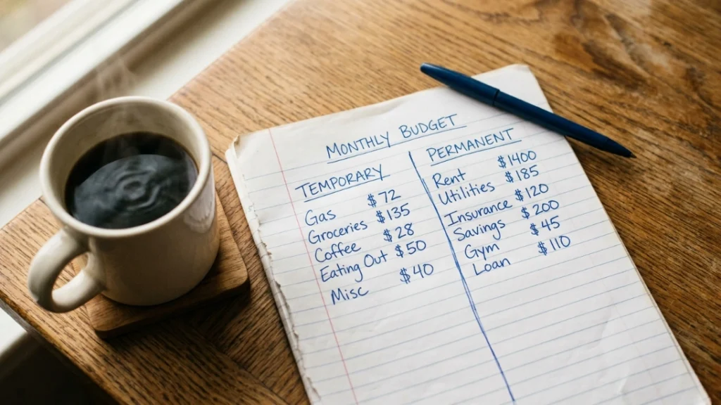 Temporary versus permanent costs, financially behind after baby budget