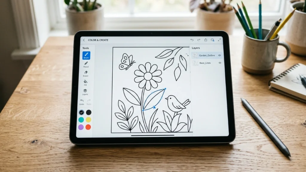 Designing a coloring book page for a mom coloring book business