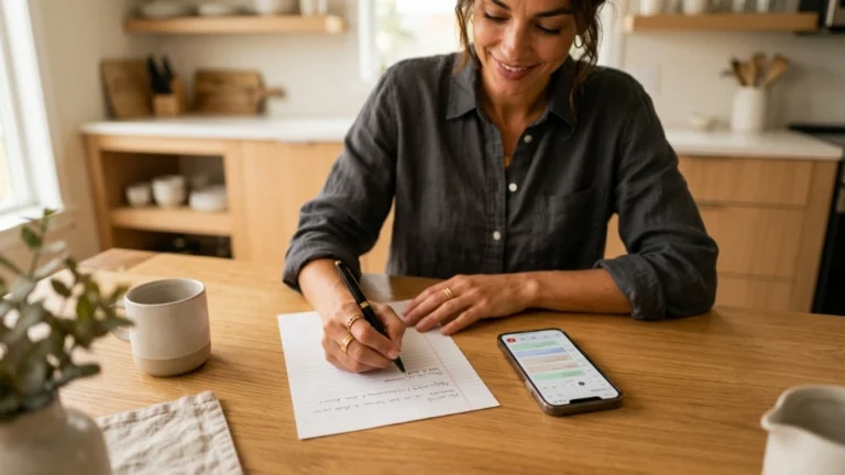 Writing out a layoff money plan the first morning after a job loss