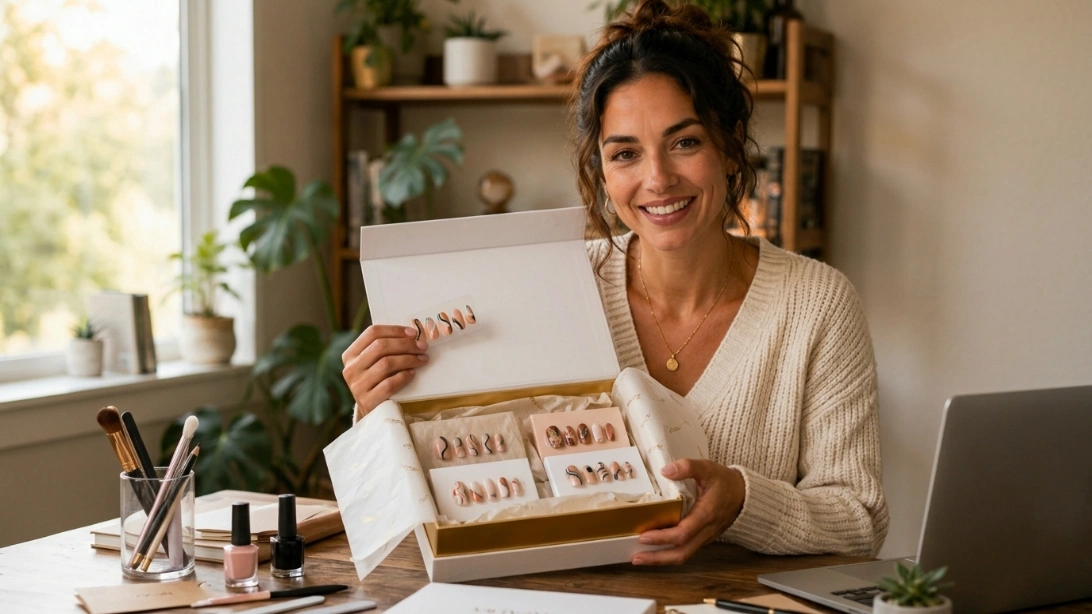 ackaging an order for a press on nail business