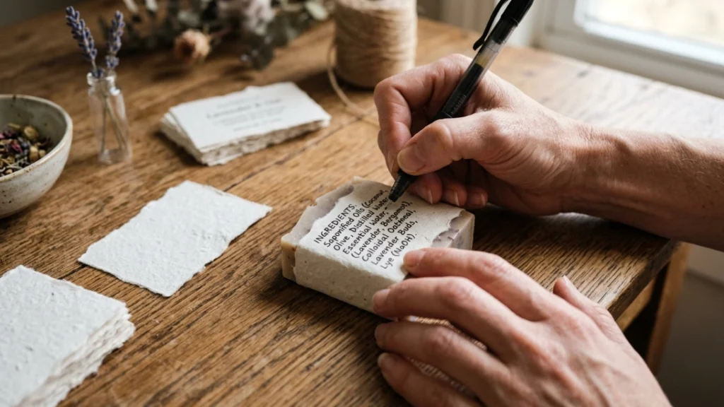 Writing compliant label text for a home soap making business