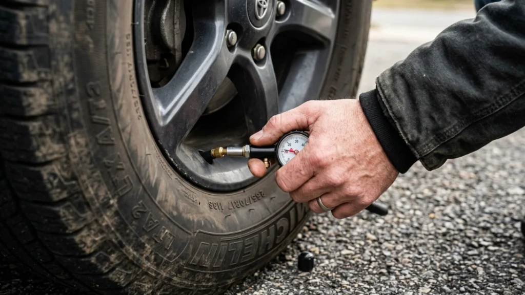 Checking tire pressure, silly money saving tips for driving