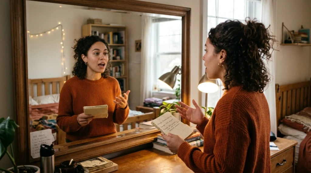 Rehearsing a returning to work interview answer out loud