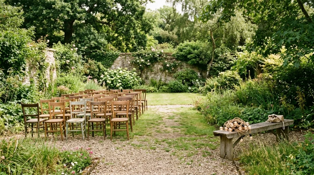 Local seasonal blooms being arranged as sustainable wedding decor on a reception table